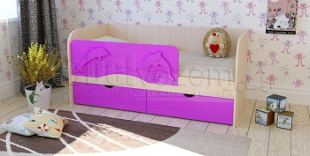 Друзья Кровать детская 2 ящика 1.6 Фиолетовый глянец в Раздольном - razdolnoe.mebel54.com | фото