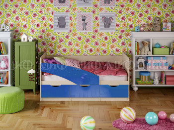 Кровать Бабочки 1,6м (Синий металлик) в Раздольном - razdolnoe.mebel54.com | фото