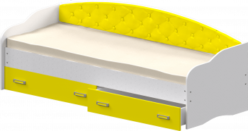 Кровать Софа-8 с мягкой спинкой (900х1900) Белый/Желтый в Раздольном - razdolnoe.mebel54.com | фото