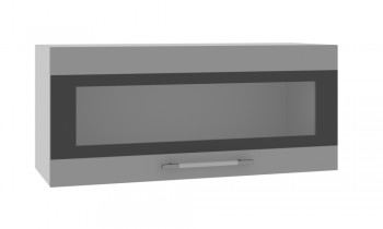 Норд ШВГС 800 Шкаф верхний горизонтальный со стеклом (Софт черный/корпус Белый) в Раздольном - razdolnoe.mebel54.com | фото