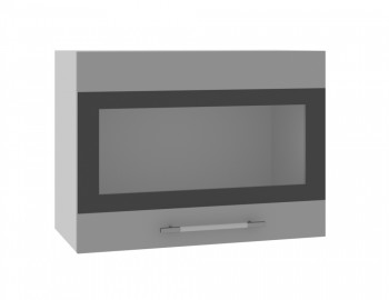 Ройс ВПГСФ 600 Шкаф верхний горизонтальный со стеклом с фотопечатью высокий (Графит софт/корпус Серый) в Раздольном - razdolnoe.mebel54.com | фото