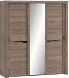 Шкаф трехдверный Соренто с раздвижными дверями Дуб стирлинг/Кофе структурный матовый в Раздольном - razdolnoe.mebel54.com | фото